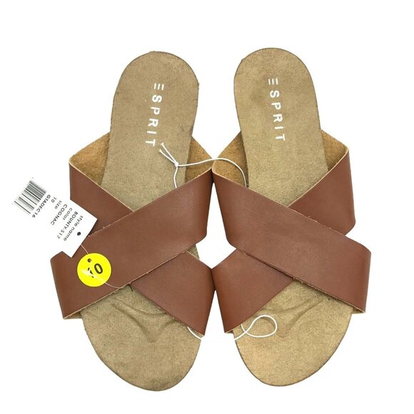 ESPRIT Flat Slip On Sandals Womens Size 10 Strappy Vegan Leather Bounty - Picture 1 of 6